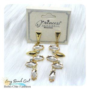 Gold & Crystal Dangle Earrings